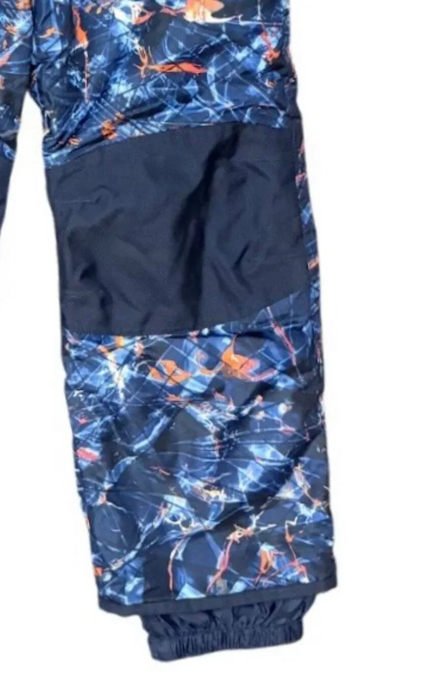 Champion C9 Ski Snow Pants Youth Kids Size L 12-14 Blue Orange Splatter